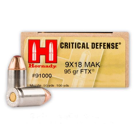 9mm Makarov 95 Grain Ftx Hornady Critical Defense 25 Rounds Ammo