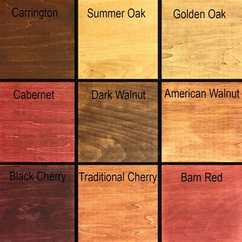 Wood Stain Chart Colors