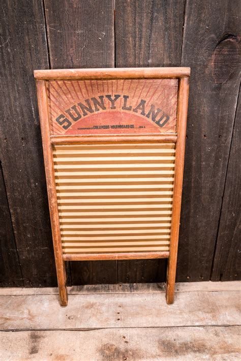 Vintage Rare Sunnyland Washboard No 2090 Wood Metal Farmhouse