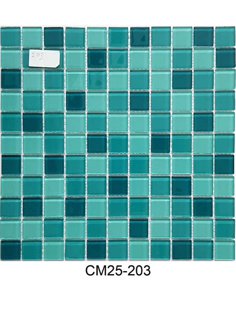 Murals Aqua Blue Crystal Glass Mosaic Square Tiles Size 1x1 Feet