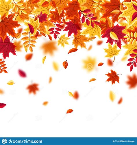 Autumn Falling Leaves Nature Background With Red Orange