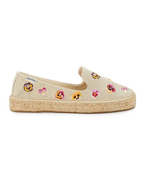 Soludos Pansy Garden Floral Embroidery Espadrilles In Natural Lyst