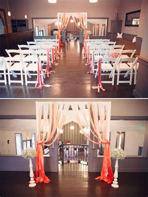 Cheerful Wedding Inspiration In Coral And Gray Wedding Ceremony