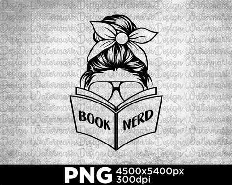 Messy Bun Book Nerd Reading Book Lover Digital Png Rnrg Etsy