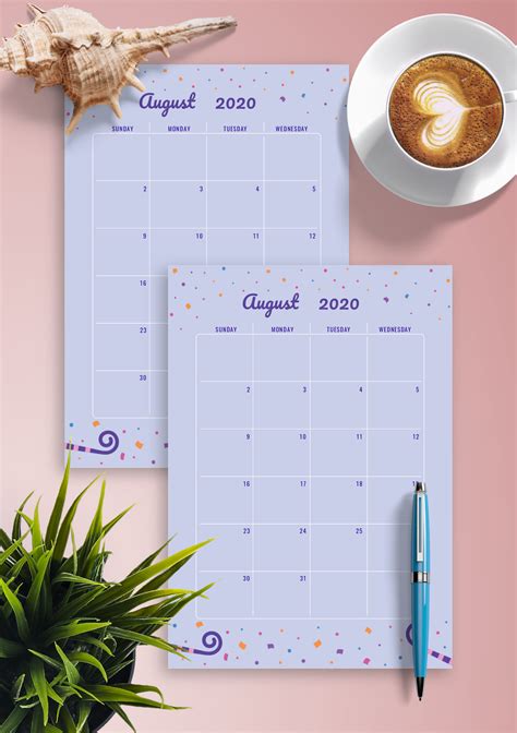 Download Printable Two Page Monthly Birthday Calendar Pdf