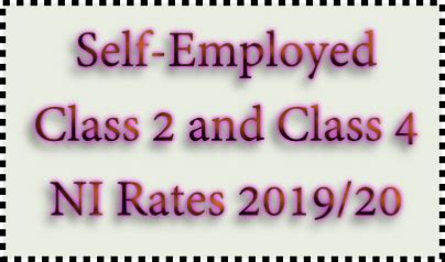 Maybe you would like to learn more about one of these? Self Employed NI Rates 2019/20 - UK Tax Allowances