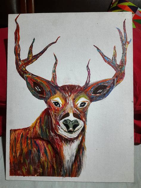 Abstract Deer Painting Aranigo Handmade