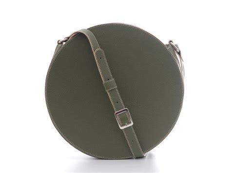 Green Round Shoulder Bag Circle Crossbody Bag Leather Shoulder Bag
