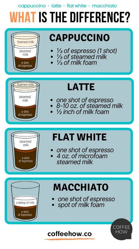 What Is The Differences Between Cappuccino And Latte Info Graphic By