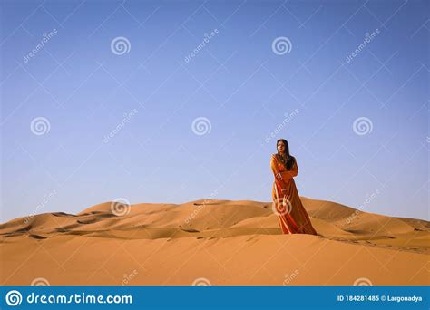 A Girl In A Beautiful Moroccan Dress Merzouga Morocco Stock Image