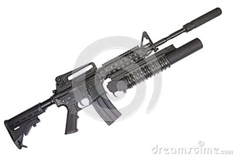 M4a1 Carbine With Silencer Equipped With An M203 Grenade Launcher Stock