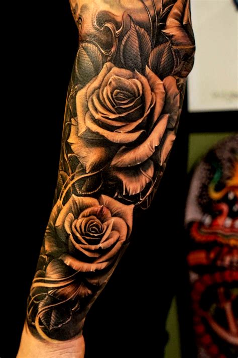 Forearm Half Sleeve Rose Tattoos For Men | Best Tattoo Ideas