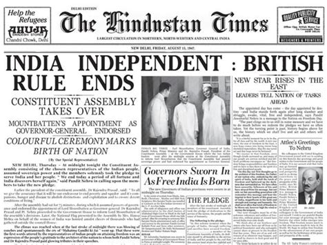 Independence Day Newspaper Clippings Around Aug 15 1947 India