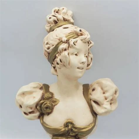 Art Nouveau Lady Woman Chalkware Bust Statue £6757 Picclick Uk
