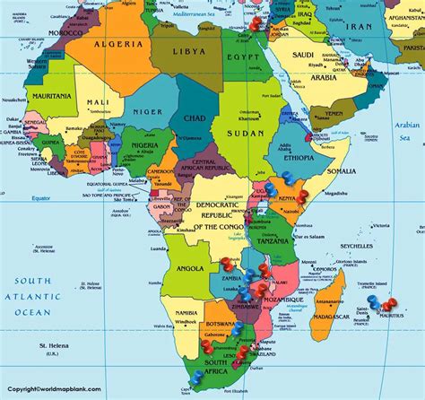 Labeled Map Of Africa With Countries And Capital Names Free