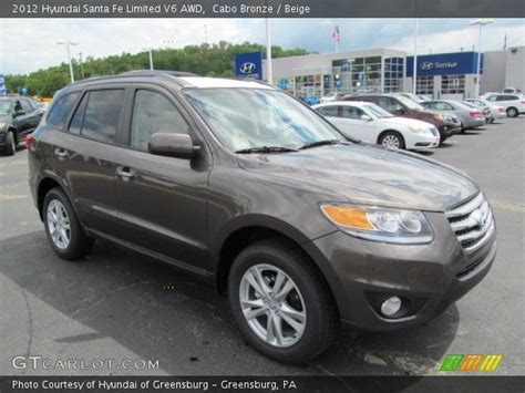 Its standard features include all of the equipment found on the se, and adds leather seating surfaces. Cabo Bronze - 2012 Hyundai Santa Fe Limited V6 AWD - Beige ...