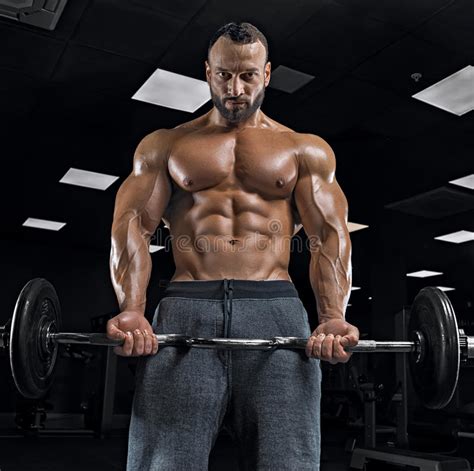 Adult Guy Bodybuilder Posing In Gym Stock Image Image Of Health Male