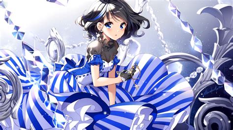 Download 3840x2160 Anime Girl Crying Tears Blue Dress Blue Eyes Black Hair Short Hair