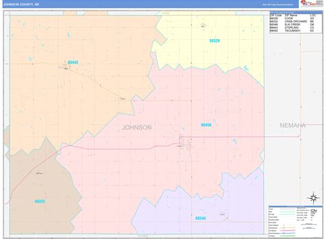 Johnson County Ne Wall Map Color Cast Style By Marketmaps