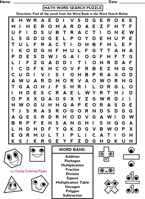 Printable Math Word Search Cool2bkids Try A Math Word Search Puzzle