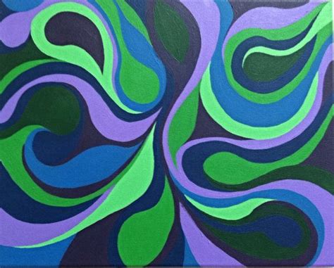 Abstract In Cool Colors 16 X 20 Acrylic Painting It Has
