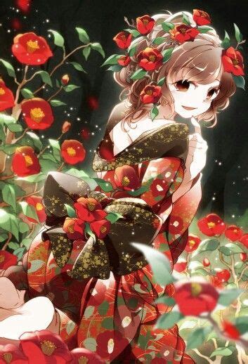 roses girl anime flower anime artwork anime fantasy