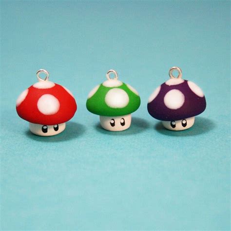 Mario Mushrooms Polymer Clay Charms Polymer Clay Projects Polymer