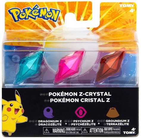 Pokemon Z-Ring Dragonium Z, Psychium Z & Groundium Z Crystal 3-Pack ...