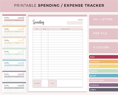 Printable Spending Tracker Expense Tracker Spending Sheet Etsy Australia