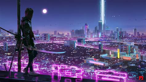 968483 4k Futuristic Neon Cats City Lights Digital Animals
