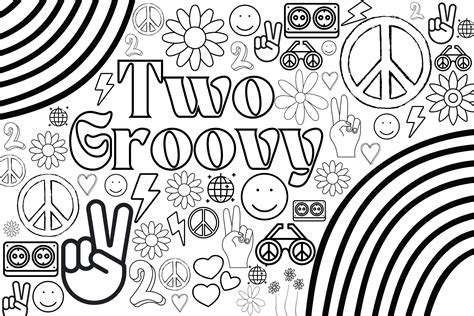Huge Printed Two Groovy Coloring Poster For Kids Adults For Etsy España
