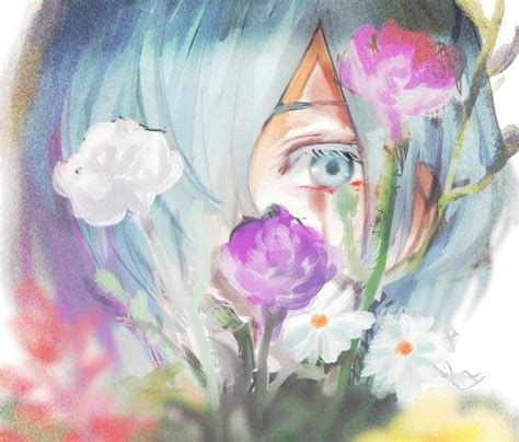 ♥ Girl Blue Hair Blue Eyes Flowers Tokyo Ghoul Kirishima