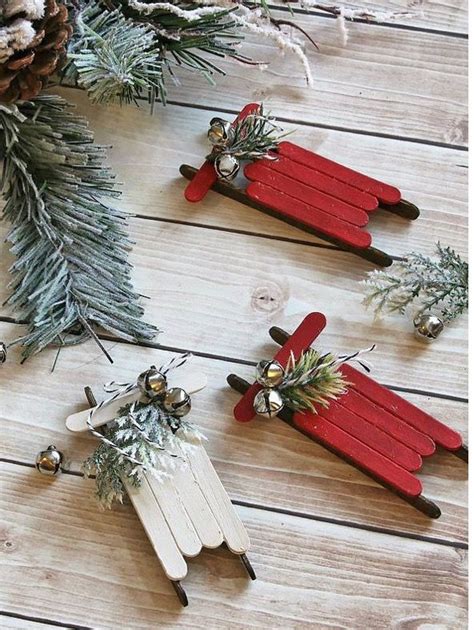 ¥ Diy Sleigh Ornaments Made From Popsicle Sticks Xmas Crafts Fun