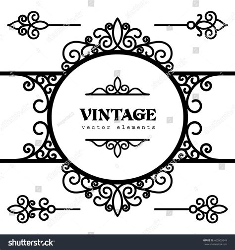 Vintage Circle Frame Decorative Vignette Ornamental Stock Vector