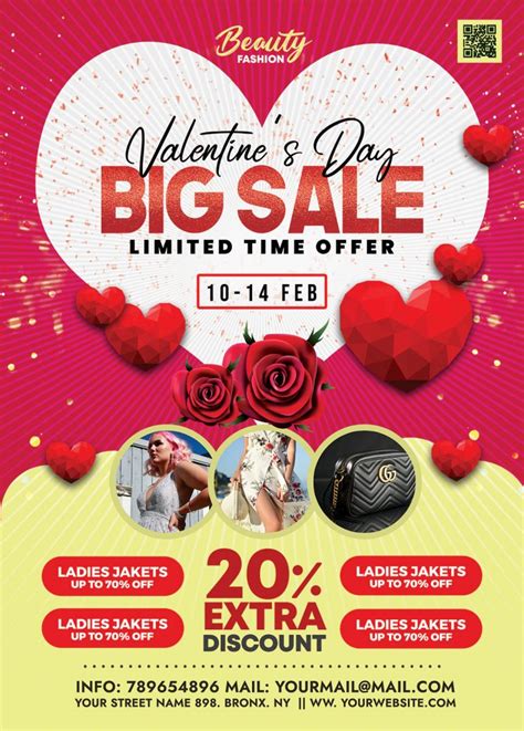 Happy Valentines Day Sale Promotion Flyer Psd
