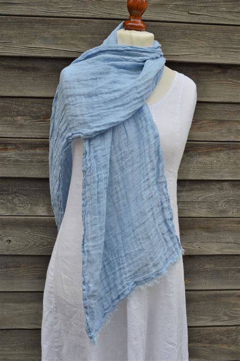 Light Blue Scarf Mens Scarf Blue Scarf Blue Linen Blue Etsy Uk