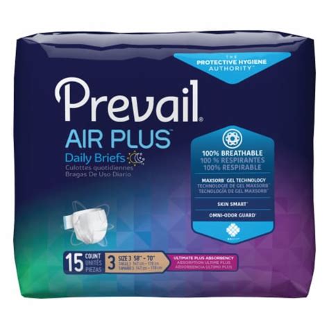 Prevail Air Plus Adult Incontinence Brief 3 Heavy Absorbency Breathable