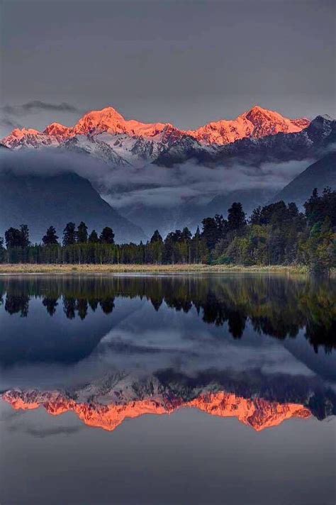 Sunset Reflection Of Lake Matheson In New Zealand Photo By Colin