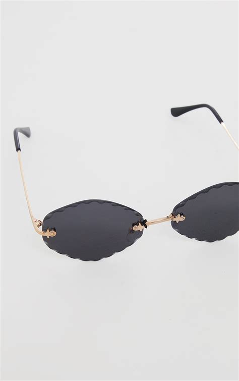 Black Faceted Round Lens Sunglasses Prettylittlething Aus