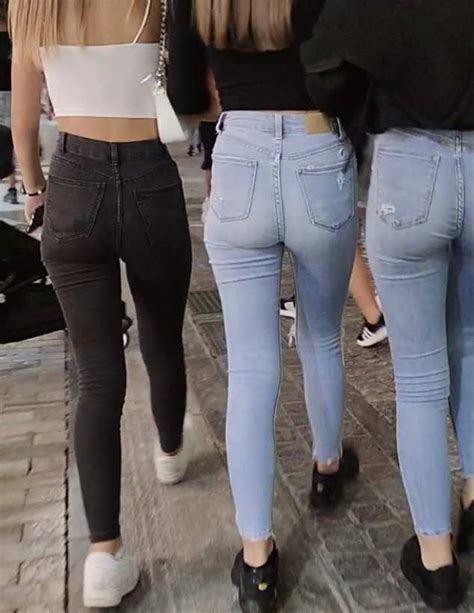 Hot Asses Teen Duo In Tight Jeans Sexy Candid Girls