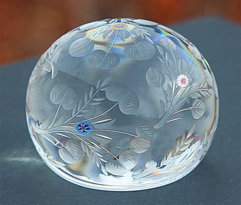 St Louis France Etched Crystal Botticelli Paperweight Crystal Paperweight Glass Paperweights