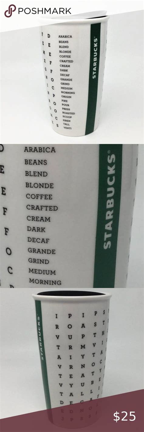 Starbucks Crossword Ceramic Travel Mug Tumbler In 2020 Coffee Crafts