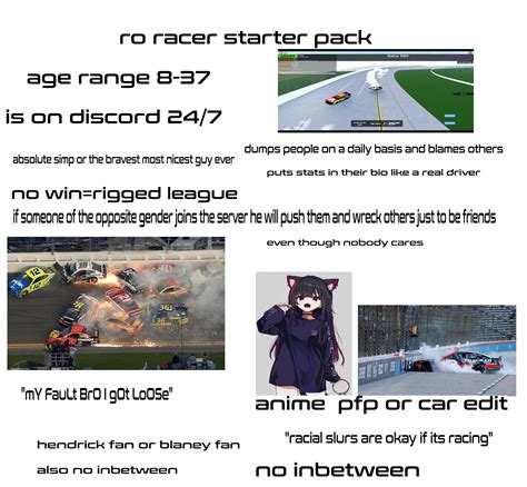 Average Roblox Sim Racer Starterpack Rstarterpacks Starter Packs