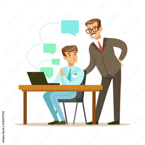 Two Businessmen Working Together In Office Subordinate And Boss