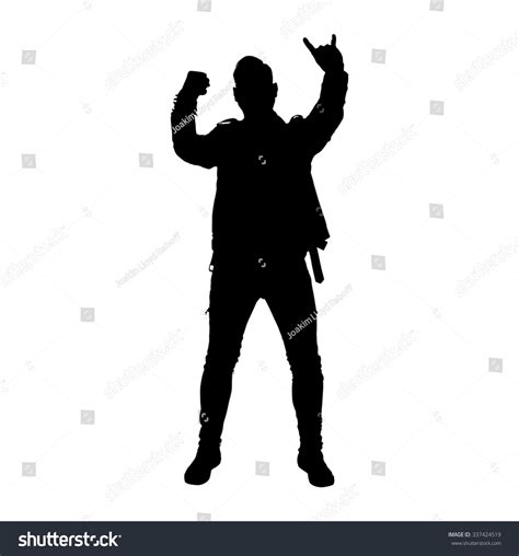 Ilustrasi Stok Silhouette Male Standing Macho Pose One 337424519