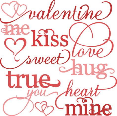 Valentine Word Set Svg Cutting Files Valentines Day Clipart Cute