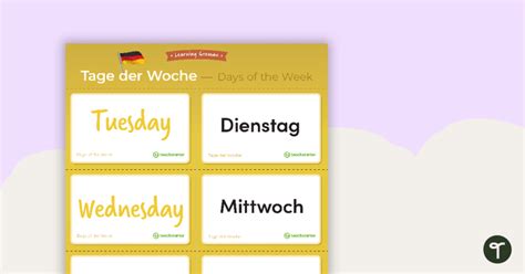 Days Of The Week German Language Flashcards Teach Starter