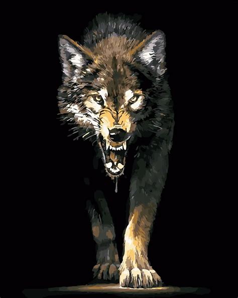 Fierce Wolves Picture Frameless Or Framed Linens Oil Paintings Diy