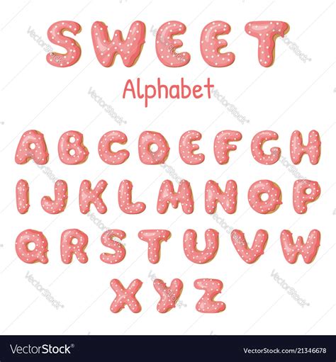 Hand Drawn Donut Letters Pink Donuts Abc Fun Vector Image
