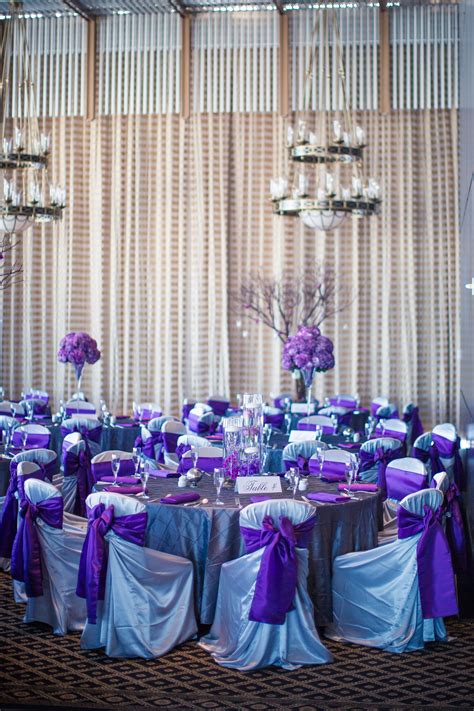 Just choose what better suits you and your beloved, your vision of the wedding. Purple Reception Decor | Ama Photography | TheKnot.com | Purple wedding decorations, Purple ...